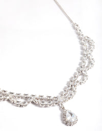 Rhodium Cubic Zirconia Lace Teardrop Necklace - link has visual effect only