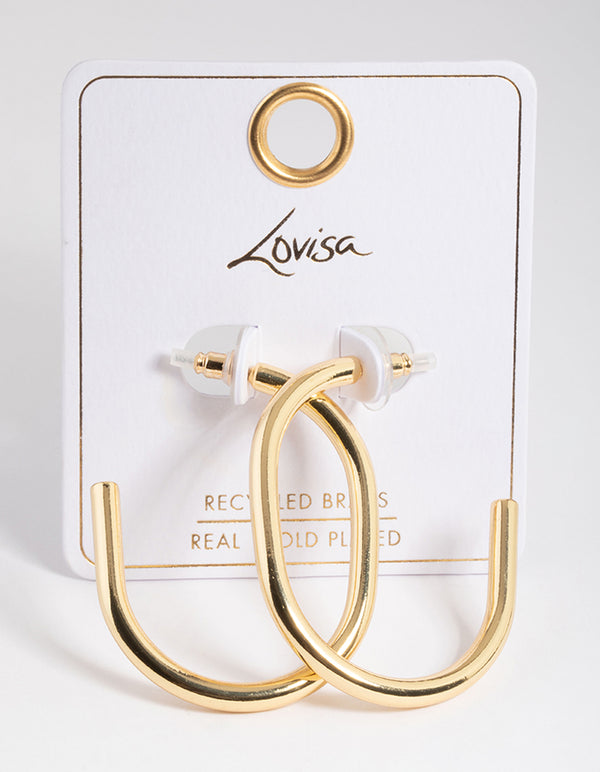 Gold Plated Brass Gold Large Oval Hoop Earrings