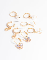 Gold Butterfly & Pearl Earrings 4-Pack - link has visual effect only