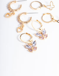 Gold Butterfly & Pearl Earrings 4-Pack - link has visual effect only