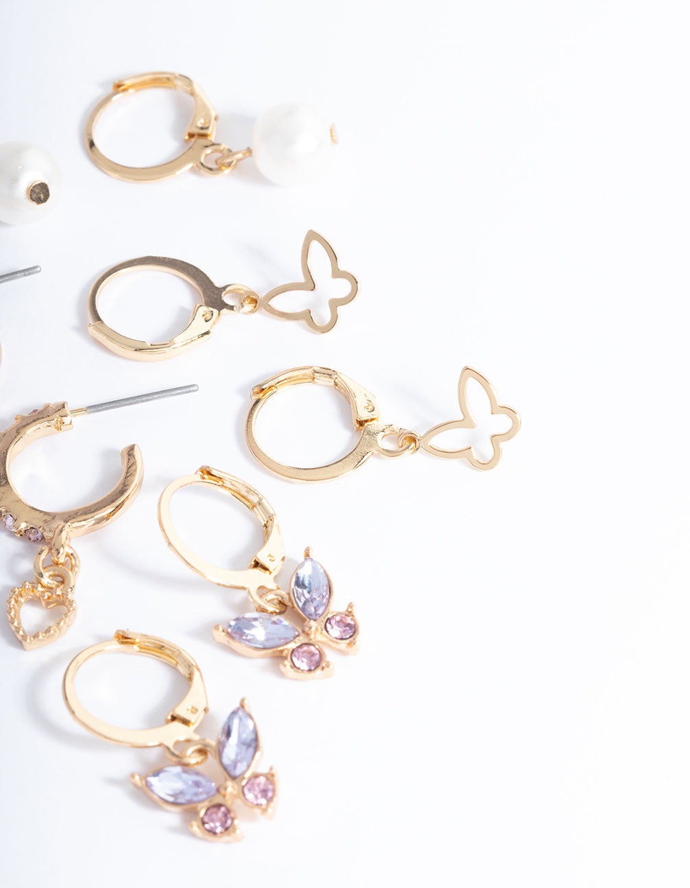 Gold Butterfly & Pearl Earrings 4-Pack