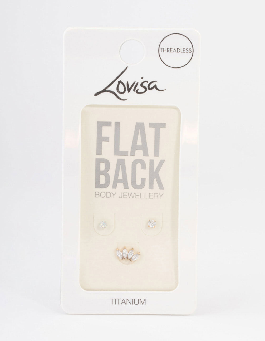 Gold Plated Titanium Pave Marquise Threadless Flat Back Pack