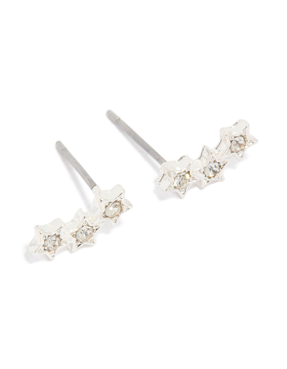Silver Star Crawler Stud Earrings