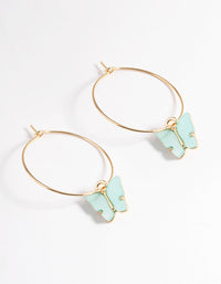 Turquoise Acrylic Butterfly Wire Hoop Earrings - link has visual effect only