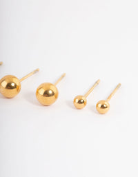 Gold Plated Stainless Steel Small Ball Stud Earrings Pack - link has visual effect only