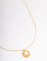 Gold Plated Stainless Steel Vintage Rounded Pendant Necklace - link has visual effect only