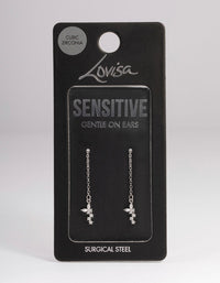 Silver Surgical Steel Butterfly Chain Drop Earrings - link has visual effect only
