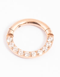 Titanium Rose Gold Cubic Zirconia Mixed Clicker Ring 6mm - link has visual effect only