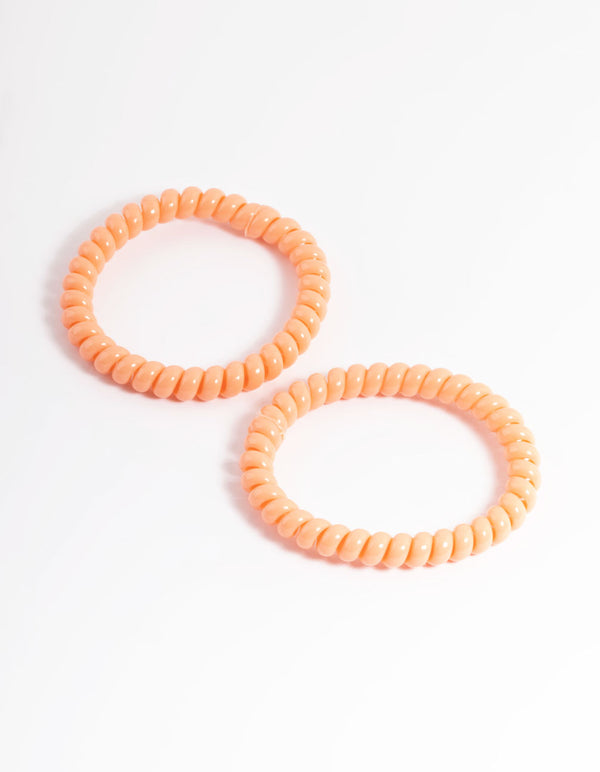 Orange Plastic Narrow Hair Spiral Pack
