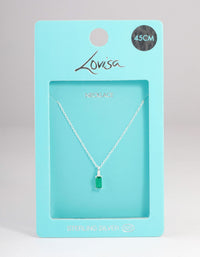 Sterling Silver Cubic Zirconia Emerald Cut Pendant Necklace - link has visual effect only