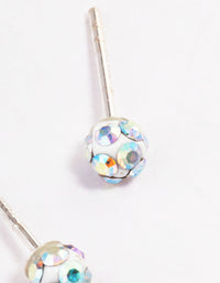 Sterling Silver 4mm Pave Ball Stud Earrings - link has visual effect only