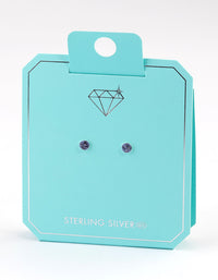 Sterling Silver Lilac Pave Flat Stud Earrings - link has visual effect only