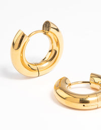 Gold Plated Stainless Steel Thick Huggie Earrings - link has visual effect only
