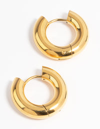 Gold Plated Stainless Steel Thick Huggie Earrings - link has visual effect only
