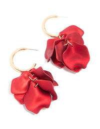Red Coated Petal Huggie Earrings - link has visual effect only