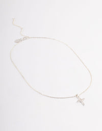 Silver Plated Cubic Zirconia Cross Fine Chain Necklace - link has visual effect only
