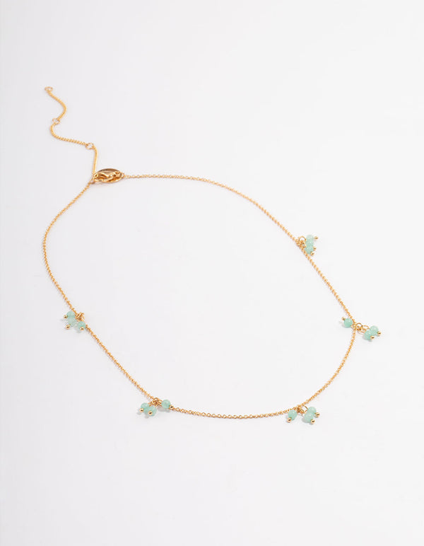 Gold Plated Jade Cluster Fine Necklace