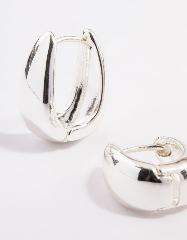 Silver Plated Brass  Boho Taper Hoop Earrings