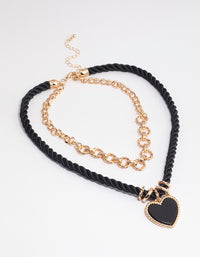 Gold Double Row Twist Rope Heart Necklace - link has visual effect only