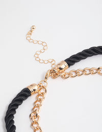 Gold Double Row Twist Rope Heart Necklace - link has visual effect only