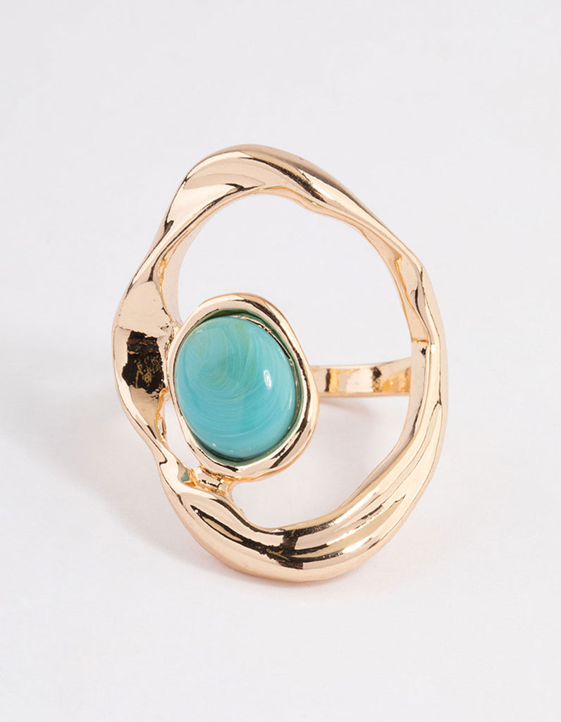 Gold Abstract Turquoise Ring - Lovisa