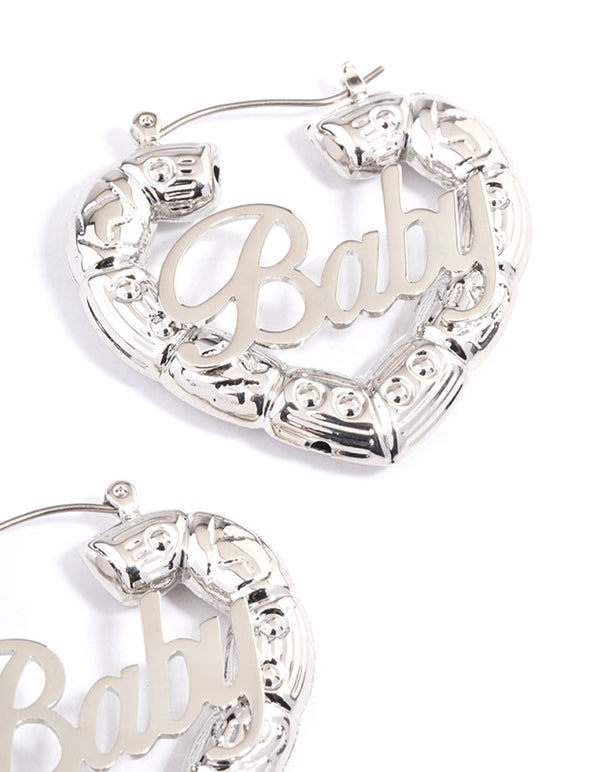 Silver Baby Statement Hoop Earrings