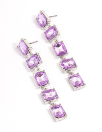 Silver Square Stone Drop Earrings - link has visual effect only