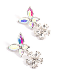 Silver Crystal Flower Wrap Earrings - link has visual effect only