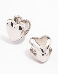 Silver Puffy Heart Huggie Earrings - link has visual effect only