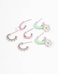 Silver & Green Heart Stacker Earrings - link has visual effect only