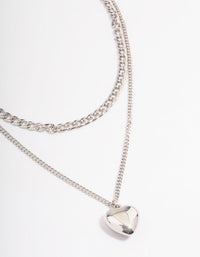 Silver Puffy Heart Multi-Necklace - link has visual effect only