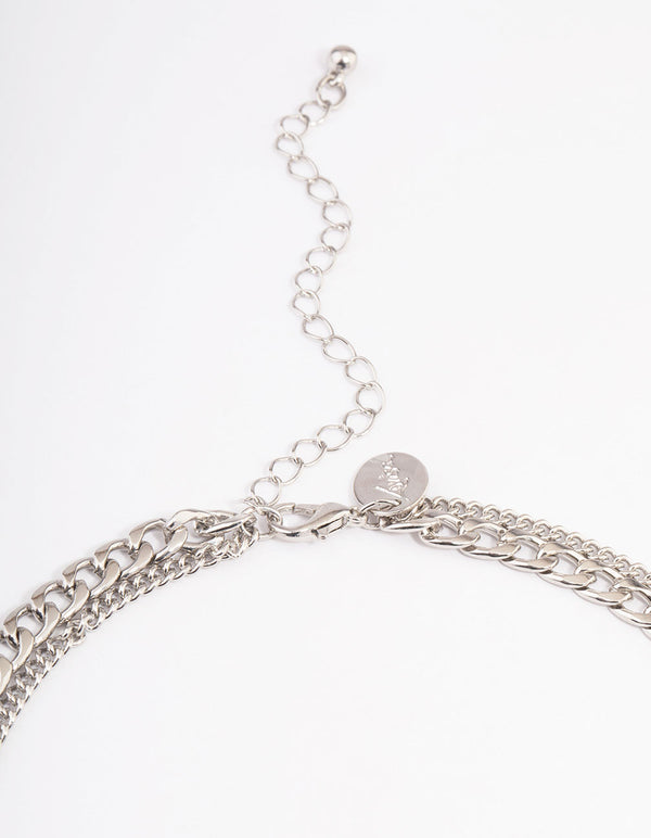 Silver Puffy Heart Multi-Necklace