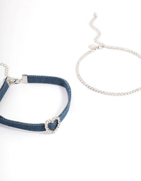 Silver Denim Heart Choker - link has visual effect only
