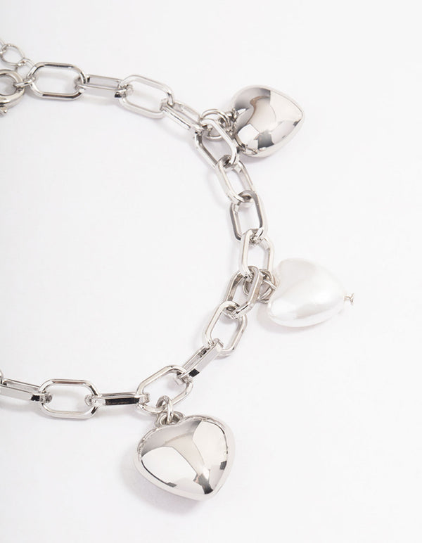 Silver Puffy Heart Bracelet