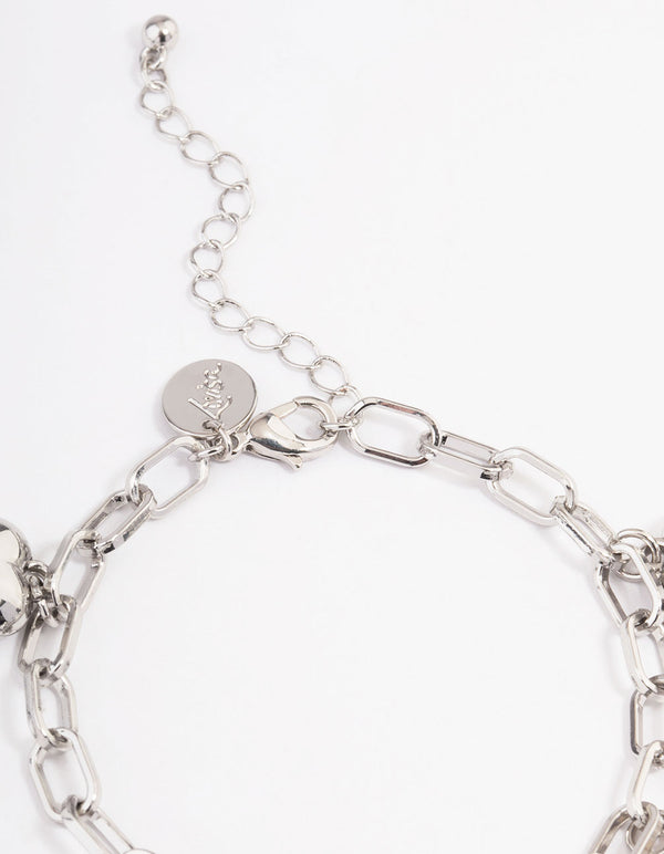 Silver Puffy Heart Bracelet