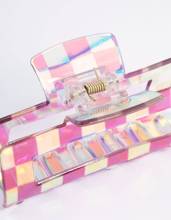 Purple Checkered Claw Clip