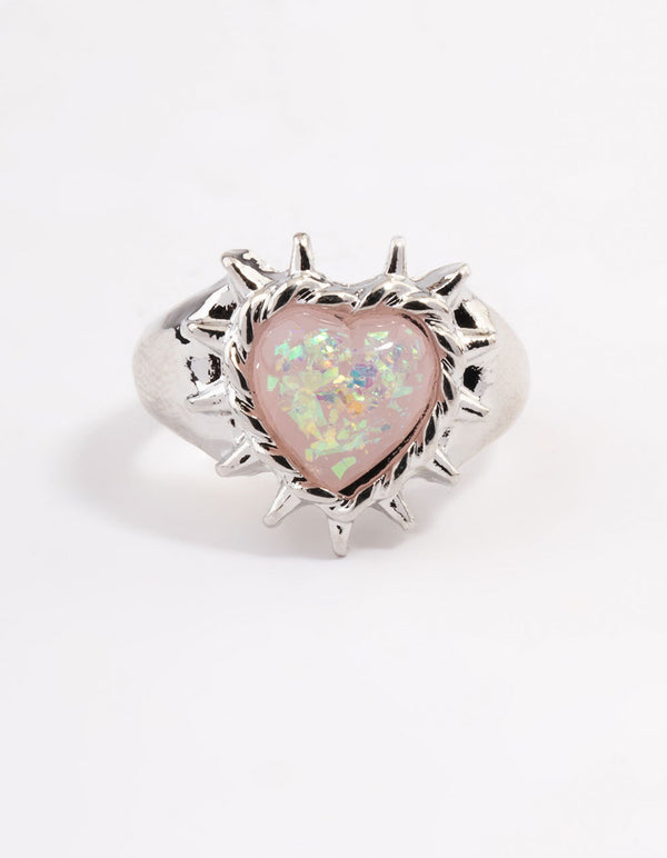 Silver Spark Heart Ring