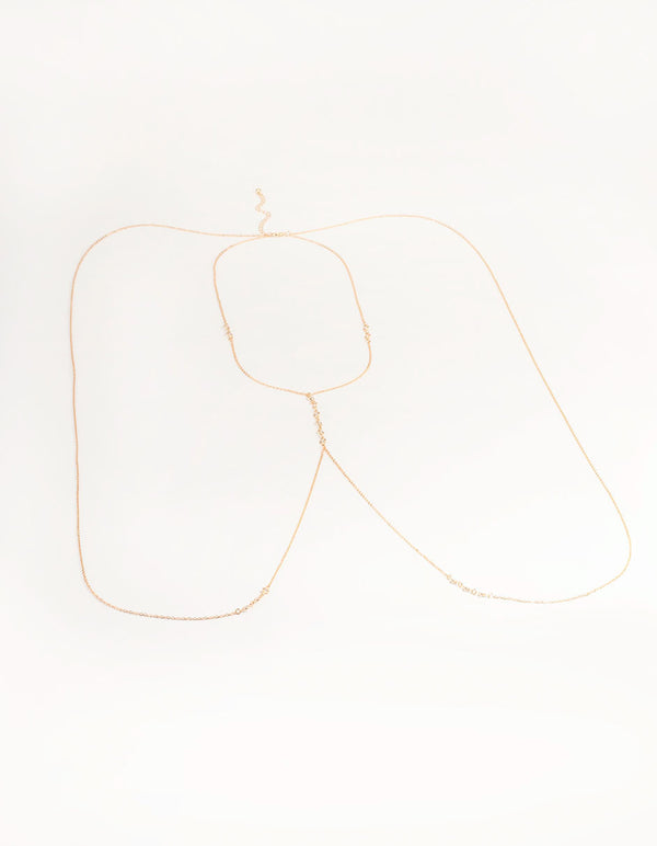 Gold Cubic Zirconia Centre Body Chain