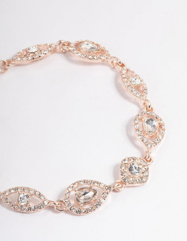 Rose Gold Teardrop & Eye Diamante Necklace