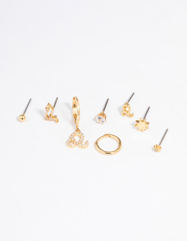 Gold Plated Leo Star Sign Ear Stackers