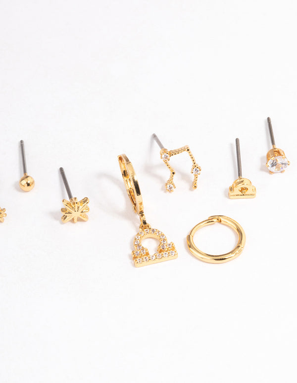 Gold Plated Libra Star Sign Ear Stackers