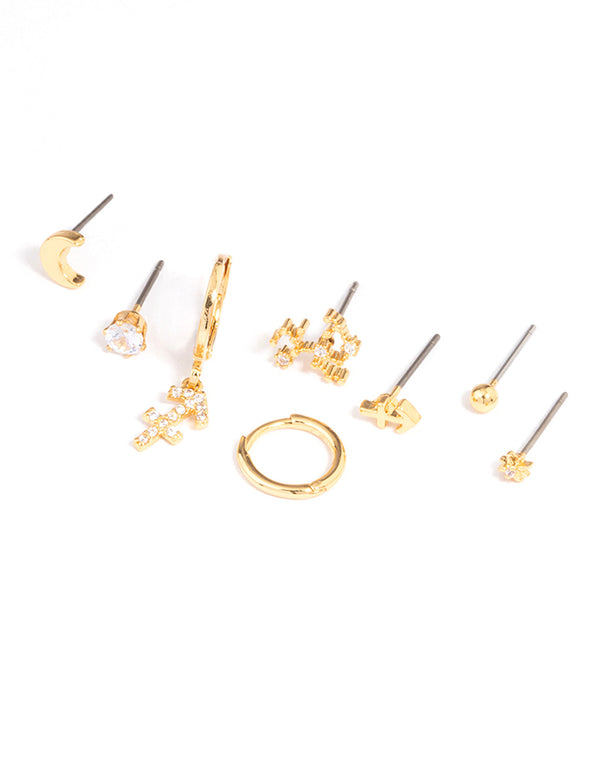 Gold Plated Sagittarius Star Sign Ear Stackers