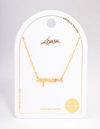Gold Plated Capricorn Script Pendant Necklace - link has visual effect only