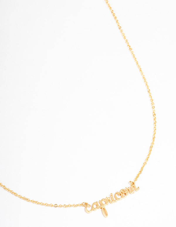 Gold Plated Capricorn Script Pendant Necklace