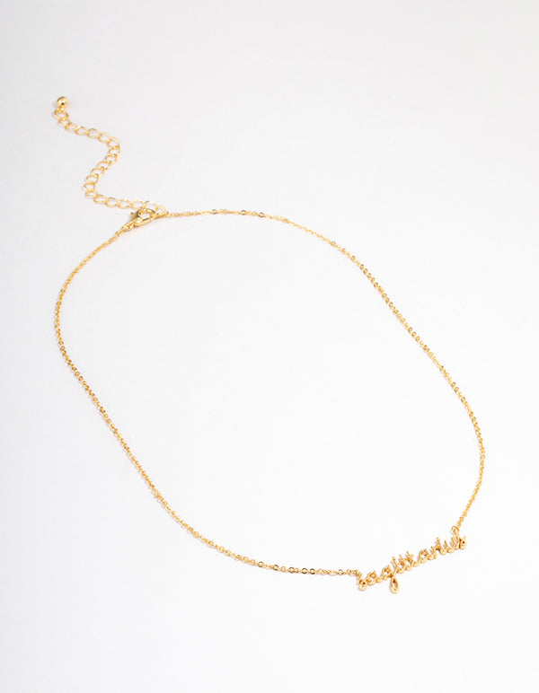 Gold Plated Sagittarius Script Pendant Necklace