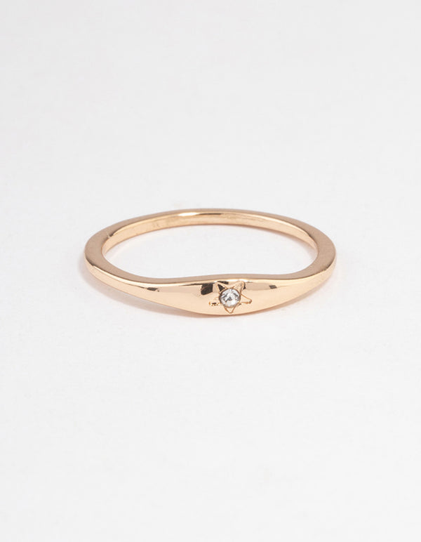 Gold Solitaire Tapered Ring
