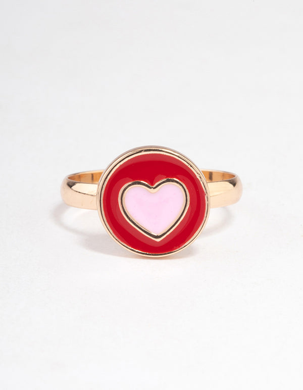 Gold Circled Heart Ring