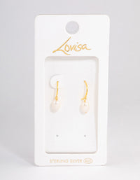 Gold Plated Sterling Silver Pearl Drop Hoop Earrings - link has visual effect only