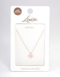 Rose Gold Plated Sterling Silver Marquise Flower Cubic Zirconia Necklace - link has visual effect only