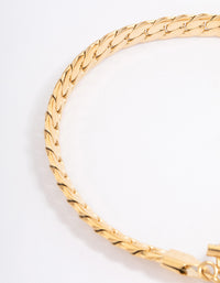 Waterproof Gold Plated Stainless Steel Heart Fob Flat Chain Bracelet - link has visual effect only